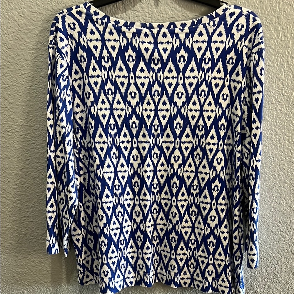 Chico's Blue and White Patterned Women's Top size XXL - Picture 4 of 5
